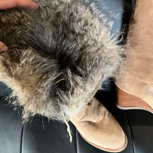 Faux fur suede wedge boots - Picture 4 of 10